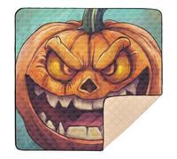 Tapete de juego grande y elegante de Halloween Making A Face para piso, tapete portátil de actividades para bebés, niños pequeños, 50 x 50 pulgadas