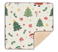 Tapete de juego grande y resistente para bebé, de una sola pieza, con patrón de árbol de Navidad con adornos, para bebés y niños pequeños, 50 x 50 pulgadas