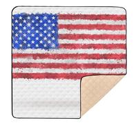 Tapete de juego para actividades de bebé de espuma suave con acuarelas pintadas de Estados Unidos para interiores y exteriores, acogedora, transpirable, acolchada, para bebés y niños pequeños, 50 x 50