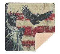 Tapete de juego para bebé con bandera estadounidense del Día de los Presidentes de Estados Unidos, suave, grueso, para interiores y exteriores, impermeable, para bebés pequeños, 50 x 50 pulgadas