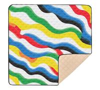 Tapete de juego plegable clásico con diseño de ondas de arco iris para el suelo, cómodo tapete de entretenimiento para bebés y niños pequeños, 50 x 50 pulgadas