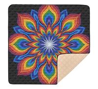 Tapete de juego plegable con bandera del orgullo de simetría caleidoscópica, para interiores y exteriores, acogedora, transpirable, para viajes, 127 x 127 cm