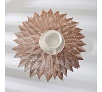 Tapete de mesa aislado de PVC que resalta el motivo de la flor de Chiba para uso funcional a la hora de la comida y armonía visual (oro rosa)