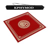 Tapete de mesa de Mahjong antideslizante con reducción de ruido, cubierta de mesa cuadrada de terciopelo grueso, tapete de juego para juegos de Mahjong de póker con fichas de tablero(Red,27.56x27.56 i