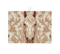 Tapete de microfibra grande de tres caballos blancos, reutilizable, lavable, escurridor de platos, para accesorios de cocina, 18 x 24 pulgadas