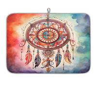 Tapete de microfibra para secar platos con diseño azteca étnico azteca Dream Catche, absorbente, escurridor de platos, para cuchara de cocina, plato de vidrio, 40,6 x 45,7 cm
