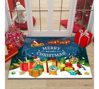 Tapete de Navidad para interiores con impresión de inyección de tinta 3D transparente y colorida y respaldo antideslizante para una colocación segura (60 x 90 L)