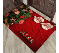 Tapete de Navidad para interiores con impresión de inyección de tinta 3D transparente y colorida y respaldo antideslizante para una colocación segura (50 x 80 H)