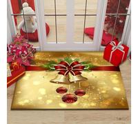 Tapete de Navidad para interiores con impresión de inyección de tinta 3D transparente y colorida y respaldo antideslizante para una colocación segura (50 x 80 I)