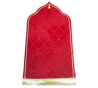 Tapete de oración musulmán, suave y grueso, Janamaz Sajada, tapete portátil de oración islámica para hombres y mujeres, color sólido, regalo perfecto de Ramadán Eid (rojo)