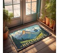 Tapete de otoño al aire libre Helldays: un paseo en góndola a través de montañas majestuosas, felpudo de bienvenida para interiores, antideslizante, para acampar al aire libre (65 x 90 cm)