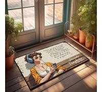 Tapete de otoño para exteriores, elegancia urbana: un viaje de mujer moderna a través de la música y la vida, felpudo de bienvenida para interiores, antideslizante, para acampar al aire libre (65 x 90