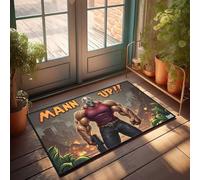 Tapete de otoño para exteriores Man Up: The Ultimate Urban Warrior, felpudo de bienvenida para interiores, antideslizante, para acampar al aire libre (50 x 80 cm)