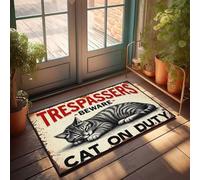 Tapete de otoño para porche con texto en inglés "Welcome To The Crazy Cat Lady's", tapete de otoño para puerta delantera, decoración exterior para porche (65 x 90 cm)