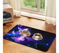 Tapete de piel sintética con fondo con estampado de mariposas nocturnas para perros, gatos, mascotas, tapete absorbente y antideslizante con parte inferior de goma