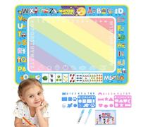 Tapete De Pintura Al Agua Para Niños - Tapete Grande 80x60cm | Estera Reutilizable Del Doodle De La Marca De Agua, Juguete De Aprendizaje Sin Ensuciar Con Plumas Y Cepillos, Juguete Educat