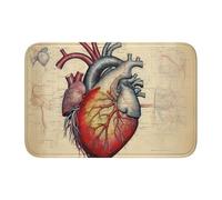 Tapete de piso con borde de bloqueo de 40 x 60 WHJSHOP de anatomía humana con imagen de corazón para inodoro, tocador, casa de vacaciones, baño principal, baño infantil y suite de invitados