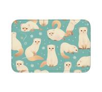 Tapete de piso con borde de bloqueo de 40 x 60 WHJSHOP modelo de moda francesa hurones imagen para inodoro, tocador, casa de vacaciones, baño principal, baño infantil y suite de invitados