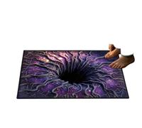 Tapete de piso con ilusión de agujero 3D de Halloween con diseños de manos | Los diseños de alfombrillas rectangulares representan manos que llegan desde la piedra, una figura emergiendo de un pozo y