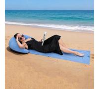 Tapete de Playa Inflable, Superficie flocada, Envolvente de Almohada, Tapete for Exteriores, a Prueba de Arena,para Familiares Amigos Tomar el Sol Bronceado(Blue)