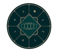 Tapete de póquer Redondo portátil for Texas Holdem, Mesa de póquer Plegable for 8 Jugadores con tapete de impresión con diseño Art Deco(Green,Small)