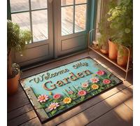 Tapete de primavera para exteriores, con texto en inglés "Welcome To My Colorid" para decoración de dormitorio, puerta delantera, grande, 40 x 60 cm