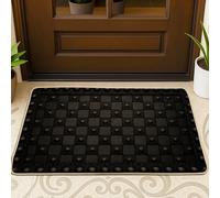Tapete de puerta a cuadros, moderno, minimalista, texturizado, redondo, de goma negra, antideslizante, para debajo de la puerta, decoración de entrada para porche delantero, baño, oficina, 29 x 17