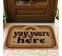 Tapete de puerta con texto, retro, divertido, con borde curvado, no marrón, lavable, de perfil bajo, para decoración del hogar, entrada, porche, balcón, 29 x 17 pulgadas