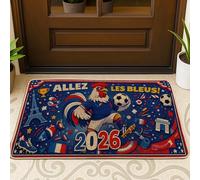 Tapete de puerta de gallo, diseño de balón de fútbol deportivo de la Torre de París, eventos deportivos, de goma azul, antideslizante, para casa, oficina, exterior, interior, entrada, decoración, 73 x