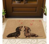 Tapete de puerta de perro salchicha, corazones casuales marrones, ninguno marrón, de goma, antideslizante, para decoración del hogar, entrada, porche al aire libre, balcón, 73 x 43 cm