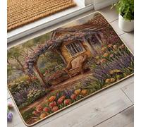 Tapete de puerta floral de primavera, tulipanes coloridos para interiores y exteriores, acogedor, estilo cabaña, antideslizante, impermeable, para una fácil limpieza, ideal para la entrada del hogar