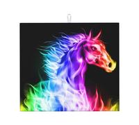 Tapete de secado de cocina con diseño de caballo de fuego, seca los platos rápidamente, 41 x 46 cm, elegante tapete decorativo de cocina