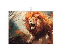 Tapete de secado de cocina impreso The Angry Lion - 45.7 x 61.0 cm, adecuado para colocar pequeños electrodomésticos en la cocina
