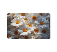 Tapete de secado de platos con diseño de margaritas para encimera de cocina, tapete escurridor de platos de goma absorbente de flores blancas brillantes, protector de decoración de cocina de primavera