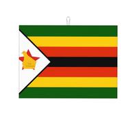 Tapete de secado de platos con estampado de bandera de Zimbabwe para encimera de cocina, tapete absorbente para encimera de cocina, almohadilla de secado de platos para platos, utensilios, ollas y