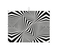 Tapete de secado de platos con estampado de líneas mareadas en blanco y negro para encimera de cocina, tapete absorbente para encimera de cocina, almohadilla de secado de platos para platos