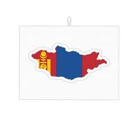 Tapete de secado de platos con estampado de mapa de bandera de Mongolia para cocina, almohadilla de drenaje de platos de microfibra, protector absorbente de encimera