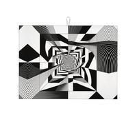 Tapete de secado de platos con estampado de pasillo ilusorio para encimera de cocina, tapete absorbente para encimera de cocina, almohadilla de secado de platos para platos, utensilios, ollas y