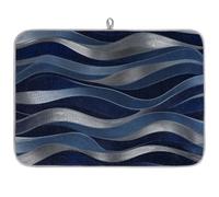 Tapete de secado de platos con rayas abstractas de olas oceánicas para encimera de cocina, tapete escurridor de platos absorbente, lavable, almohadilla de secado de platos para estantes de drenaje, 61
