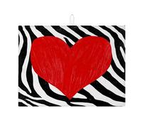 Tapete de secado de platos de caballo a rayas de corazón para encimera de cocina, elegante tapete absorbente negro y blanco, almohadilla de secado moderna de microfibra para decoración del hogar, 45,7