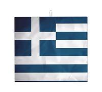 Tapete de secado de platos de cocina de 16 x 18 pulgadas, decorativo, duradero, lavable, reutilizable, tapete absorbente de bandera griega