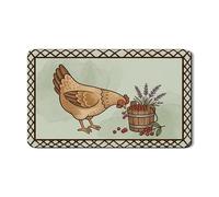 Tapete de secado de platos de gallina Farmhouse para mostrador de cocina, tapete de goma absorbente de pollo café rústico, almohadilla de secado de piel sintética de primavera de campo, 12 x 20