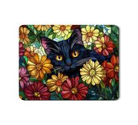 Tapete de secado de platos de gato floral para encimera de cocina, estilo de vidrieras vibrantes, absorbente, de goma, escurridor de platos, protector de decoración de cocina inspirado en otoño, 45,7