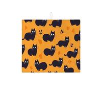 Tapete de secado de platos de gato juguetón para encimera de cocina, tapete escurridor de platos de microfibra inspirado en animales fantásticos, decoración de cocina otoñal, almohadilla de secado