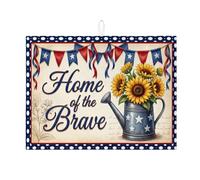 Tapete de secado de platos de girasol para encimera de cocina, tapete escurridor de platos absorbente vintage Americana, tapete de secado de microfibra de verano para decoración de cocina, 18 x 24