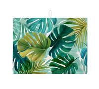 Tapete de secado de platos de hojas tropicales para encimera de cocina, tapete escurridor de platos absorbente de hojas botánicas, almohadilla de secado de microfibra de verano para decoración del