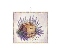 Tapete de secado de platos de miel de lavanda para encimera de cocina, tapete absorbente floral vintage, almohadilla de secado de microfibra rústica de primavera para protector de barra de café, 16 x