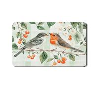 Tapete de secado de platos de pájaros para encimera de cocina, tapete de goma absorbente de vida silvestre botánica vintage para escurridor de platos, almohadilla de secado de piel sintética floral de