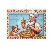 Tapete de secado de platos de pizza de chef para encimera de cocina, notas musicales divertidas, escurridor de platos, tapete escurridor de platos absorbente, almohadilla de secado de microfibra con