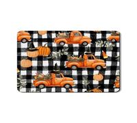 Tapete de secado de platos de Pumpkin Trucks para encimera de cocina, tapete de goma absorbente a cuadros negro y blanco, almohadilla de secado de piel sintética para barra de café de 12 x 20 pulgadas